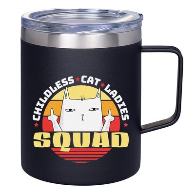 Childless Cat Ladies Squad Club Lady Funny Middle Finger 12oz Stainless Steel Coffee Mug