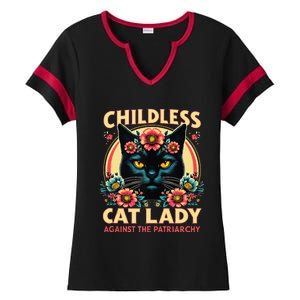 Childless Cat Ladies Against Patriarchy Us Election Day 2024 Ladies Halftime Notch Neck Tee