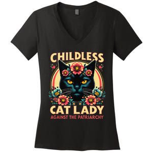 Childless Cat Ladies Against Patriarchy Us Election Day 2024 Women's V-Neck T-Shirt