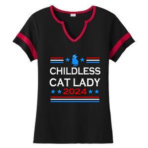 Childless Cat Lady 2024 Ladies Halftime Notch Neck Tee