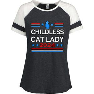 Childless Cat Lady 2024 Enza Ladies Jersey Colorblock Tee