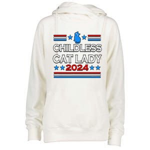 Childless Cat Lady 2024 Womens Funnel Neck Pullover Hood