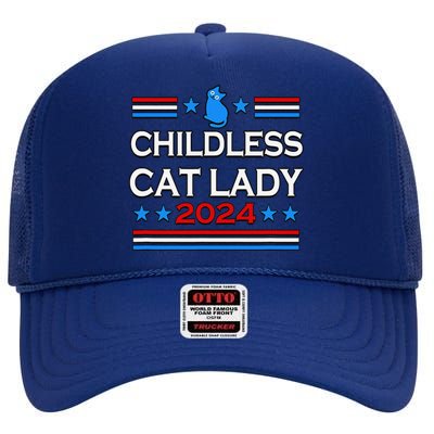 Childless Cat Lady 2024 High Crown Mesh Back Trucker Hat