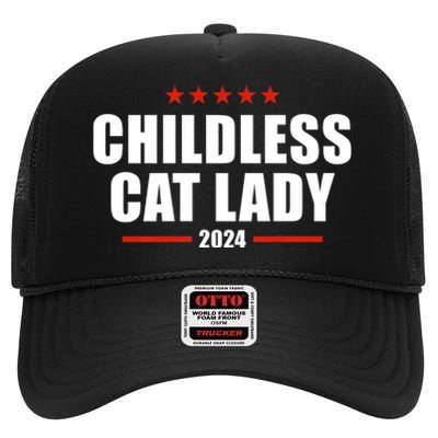 Childless Cat Lady 2024 Childless Cat Lady High Crown Mesh Back Trucker Hat