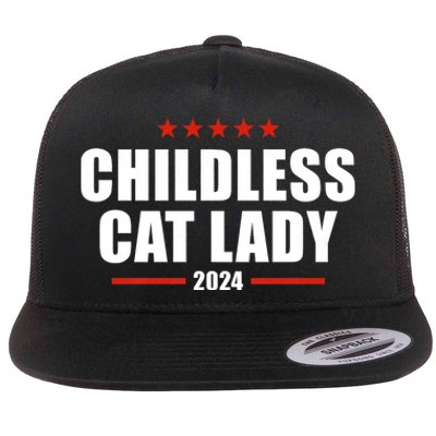 Childless Cat Lady 2024 Childless Cat Lady Flat Bill Trucker Hat