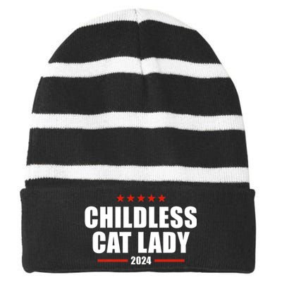 Childless Cat Lady 2024 Childless Cat Lady Striped Beanie with Solid Band