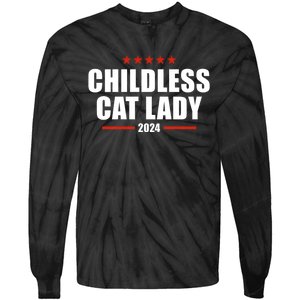 Childless Cat Lady 2024 Childless Cat Lady Tie-Dye Long Sleeve Shirt