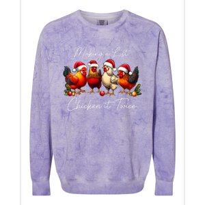 Christmas Chicken Lover Xmas Making A List Chicken It Twice Colorblast Crewneck Sweatshirt