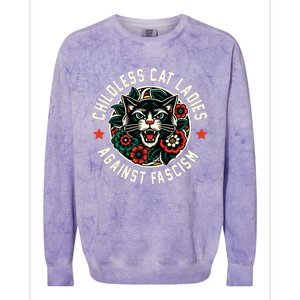 Childless Cat Ladies Against Fascism Colorblast Crewneck Sweatshirt