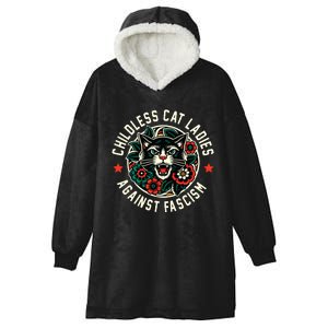 Childless Cat Ladies Against Fascism Hooded Wearable Blanket