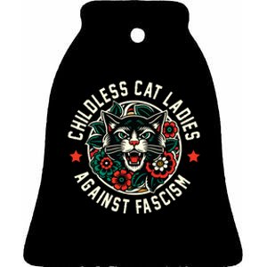 Childless Cat Ladies Against Fascism Ceramic Bell Ornament