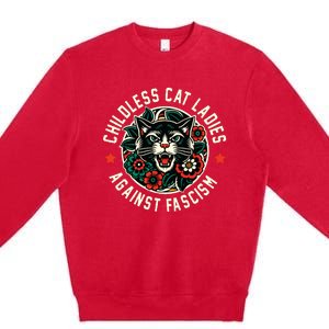 Childless Cat Ladies Against Fascism Premium Crewneck Sweatshirt