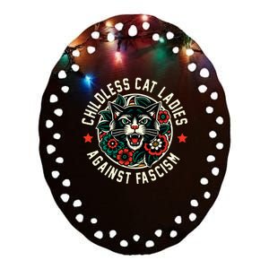 Childless Cat Ladies Against Fascism Ceramic Oval Ornament