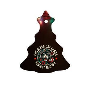 Childless Cat Ladies Against Fascism Ceramic Tree Ornament