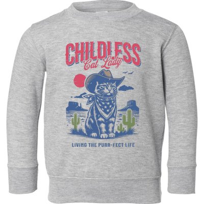 Childless Cat Lady For Kamala Harris Cat Lover Cowboy Kamala Toddler Sweatshirt