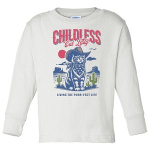 Childless Cat Lady For Kamala Harris Cat Lover Cowboy Kamala Toddler Long Sleeve Shirt