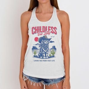 Childless Cat Lady For Kamala Harris Cat Lover Cowboy Kamala Women's Knotted Racerback Tank