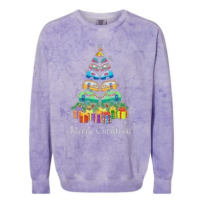 Camping Christmas Lights Tree Decoration Camper Xmas Snow Gift Colorblast Crewneck Sweatshirt