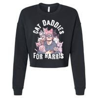 Childless Cat Lady Kamala Cat Dad Cropped Pullover Crew