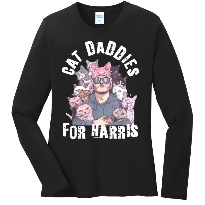 Childless Cat Lady Kamala Cat Dad Ladies Long Sleeve Shirt