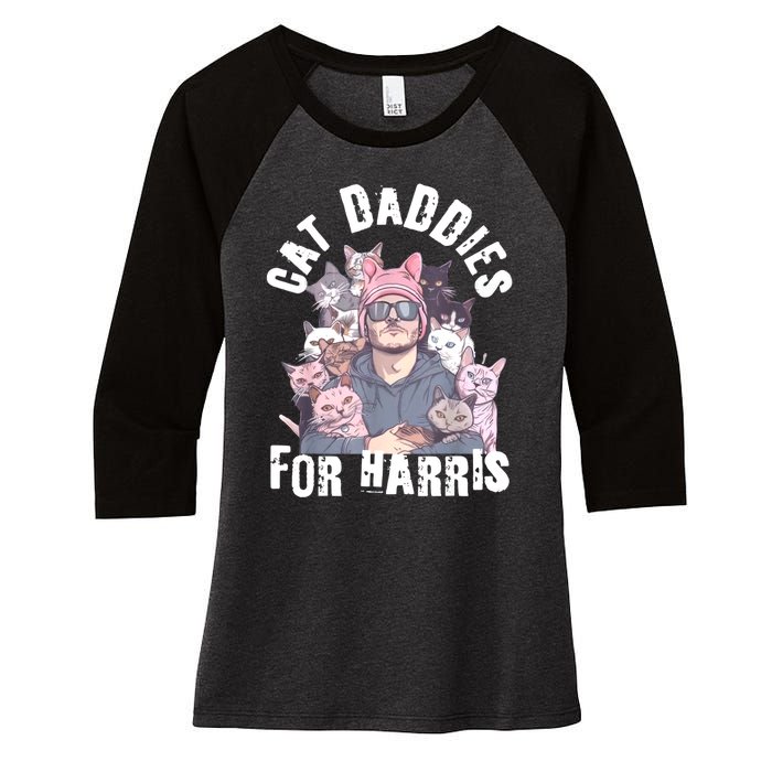 Childless Cat Lady Kamala Cat Dad Women's Tri-Blend 3/4-Sleeve Raglan Shirt