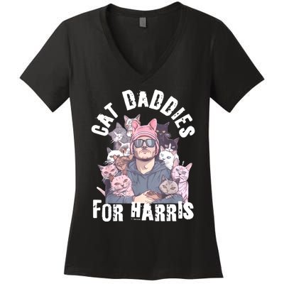 Childless Cat Lady Kamala Cat Dad Women's V-Neck T-Shirt