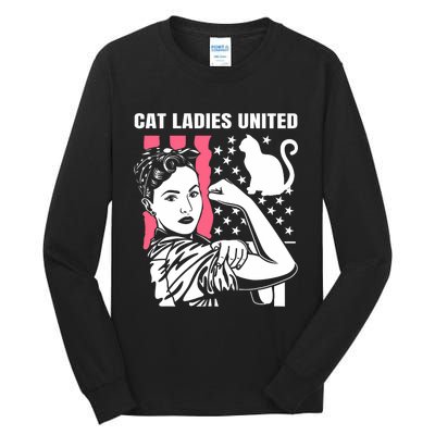 Childless Cat Lady For Cat Mom Women Cat Ladies Kamala Harris 2024 Tall Long Sleeve T-Shirt