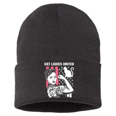 Childless Cat Lady For Cat Mom Women Cat Ladies Kamala Harris 2024 Sustainable Knit Beanie