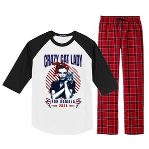 Crazy Cat Lady For Kamala 2024 Raglan Sleeve Pajama Set