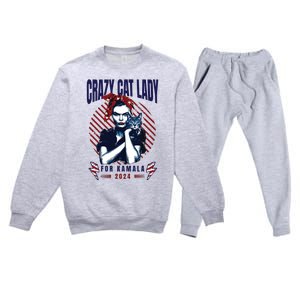 Crazy Cat Lady For Kamala 2024 Premium Crewneck Sweatsuit Set