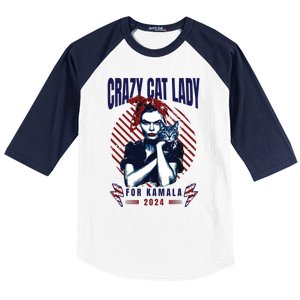 Crazy Cat Lady For Kamala 2024 Baseball Sleeve Shirt