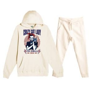 Crazy Cat Lady For Kamala 2024 Premium Hooded Sweatsuit Set