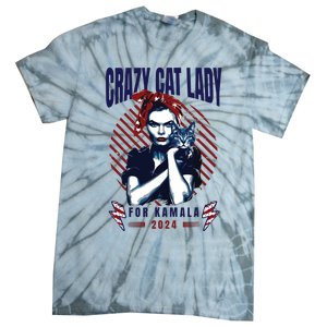 Crazy Cat Lady For Kamala 2024 Tie-Dye T-Shirt