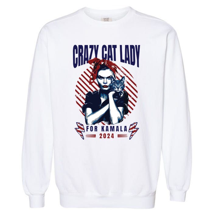 Crazy Cat Lady For Kamala 2024 Garment-Dyed Sweatshirt