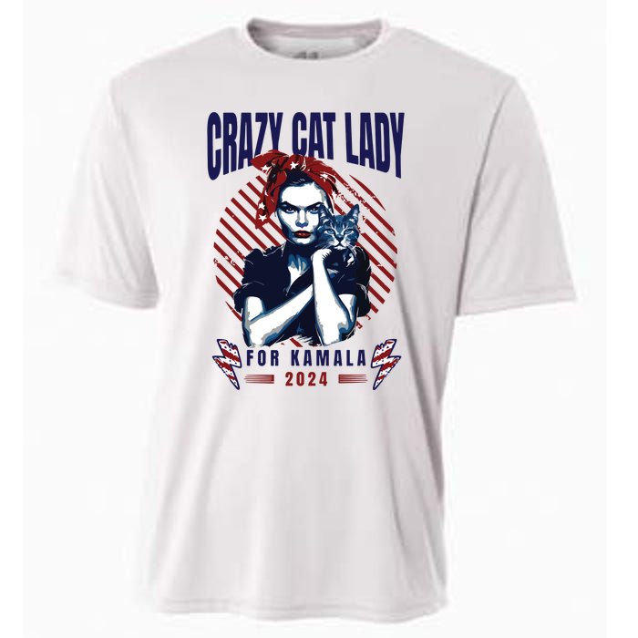 Crazy Cat Lady For Kamala 2024 Cooling Performance Crew T-Shirt