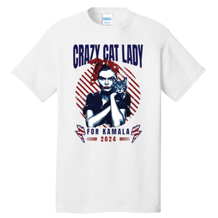 Crazy Cat Lady For Kamala 2024 Tall T-Shirt