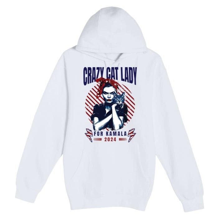 Crazy Cat Lady For Kamala 2024 Premium Pullover Hoodie