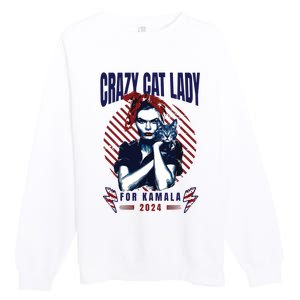 Crazy Cat Lady For Kamala 2024 Premium Crewneck Sweatshirt