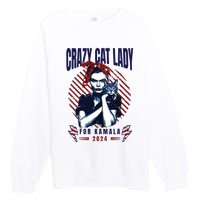 Crazy Cat Lady For Kamala 2024 Premium Crewneck Sweatshirt