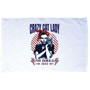 Crazy Cat Lady For Kamala 2024 Microfiber Hand Towel