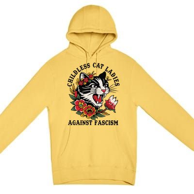 Childless Cat Ladies Against Fascism Feminist Premium Pullover Hoodie