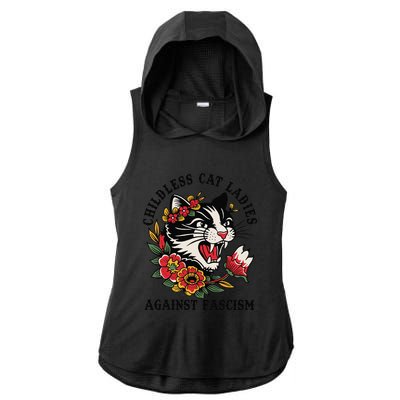 Childless Cat Ladies Against Fascism Feminist Ladies PosiCharge Tri-Blend Wicking Draft Hoodie Tank