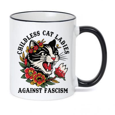 Childless Cat Ladies Against Fascism Feminist 11oz Black Color Changing Mug