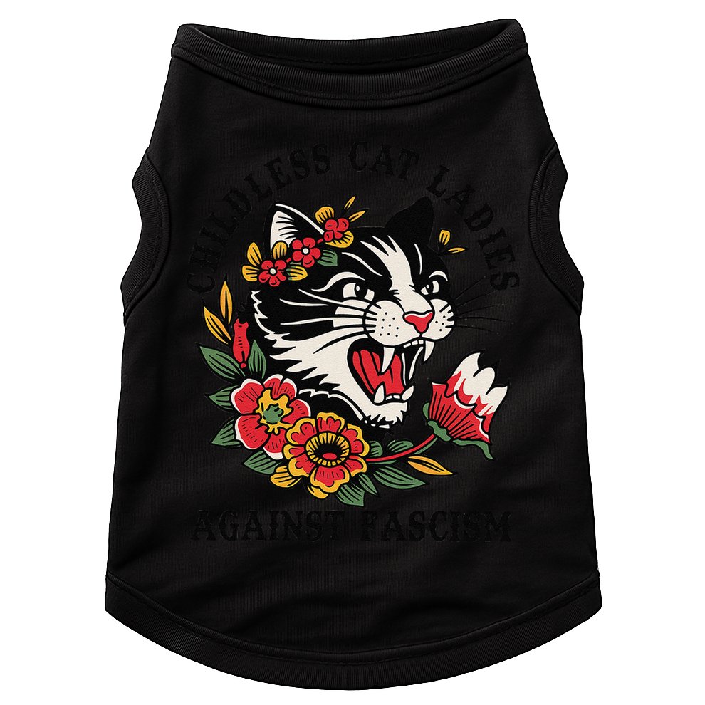 Childless Cat Ladies Against Fascism Feminist Doggie Tank
