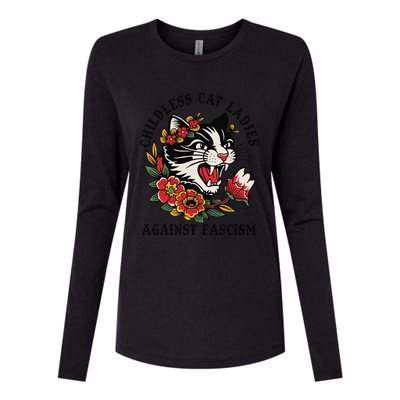 Childless Cat Ladies Against Fascism Feminist Womens Cotton Relaxed Long Sleeve T-Shirt