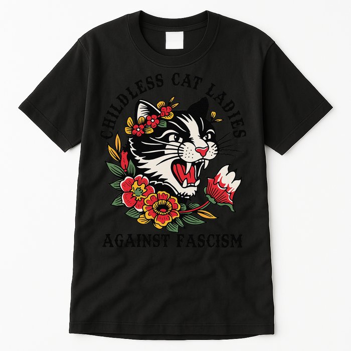 Childless Cat Ladies Against Fascism Feminist Tall T-Shirt