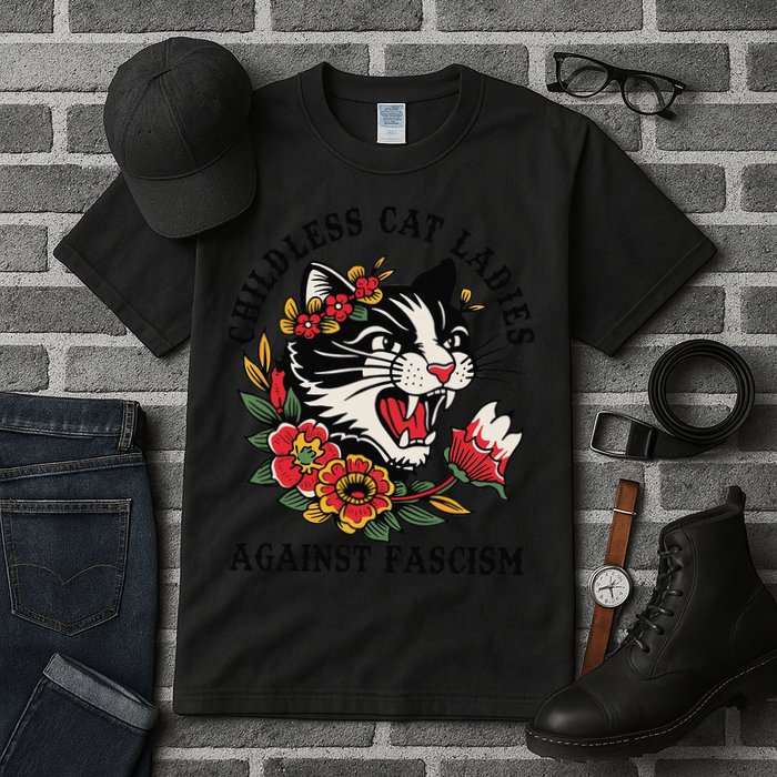 Childless Cat Ladies Against Fascism Feminist Tall T-Shirt