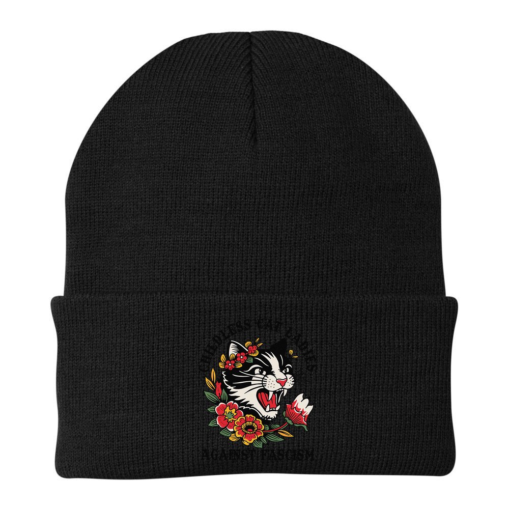Childless Cat Ladies Against Fascism Feminist Beanie