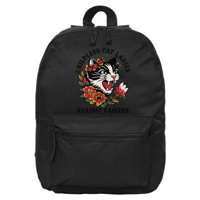Childless Cat Ladies Against Fascism Feminist 16 in Basic Backpack