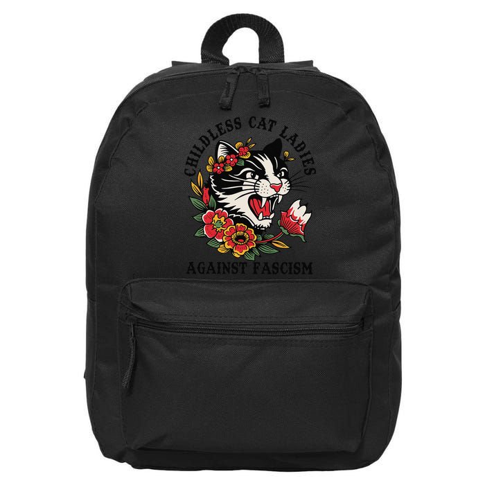Childless Cat Ladies Against Fascism Feminist 16 in Basic Backpack